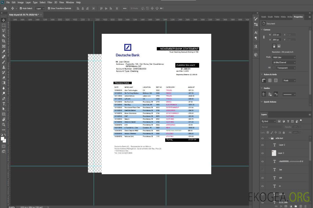 Relevé de la banque Deutsche Bank au Mexique template Relevé de la banque Deutsche Bank au Mexique template